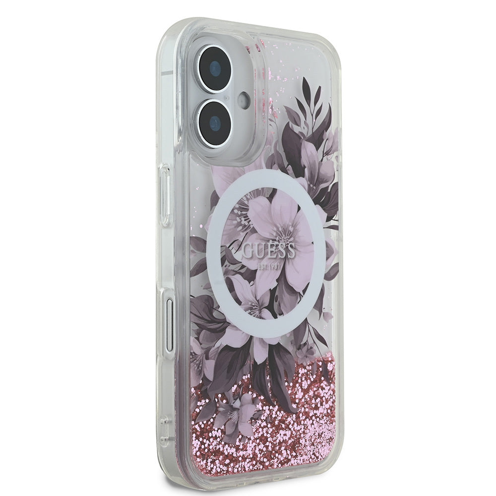 Guess iPhone 16 Plus Orjinal Lisanslı Magsafe Şarj Özellikli Sıvılı Simli Çiçek Desenli Telefon Kılıfı-19 Guess iPhone 16 Plus Orjinal Lisanslı Magsafe Şarj Özellikli Sıvılı Simli Çiçek Desenli Telefon Kılıfı-19